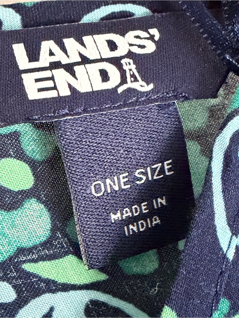 Lands’ End Tie Front Swim Cover-Up Kimono Dress One Size Fits All Navy Green - Picture 4 of 7
